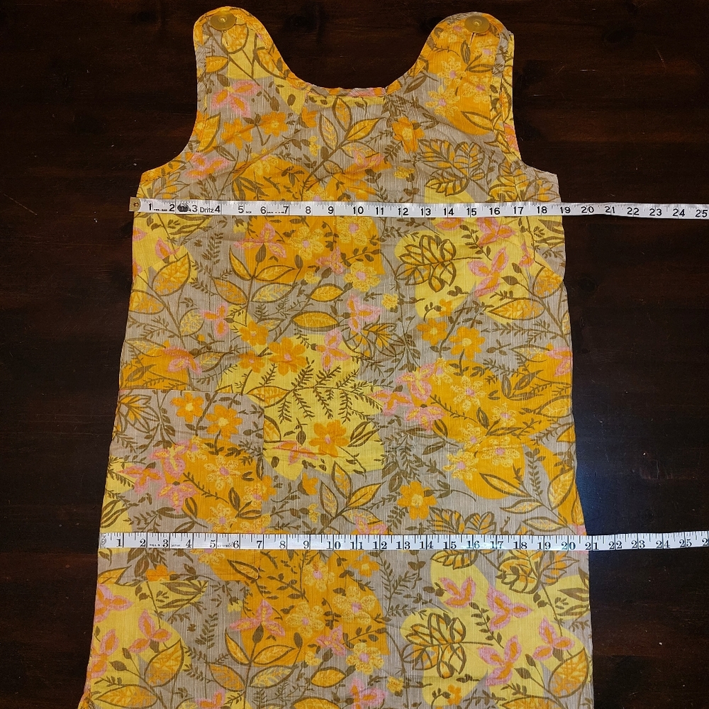 Vintage Handmade Orange, Pink, Tan, Yellow Floral Dress, size medium - Picture 5 of 8